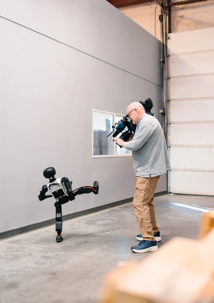 Stewie the robot being documented